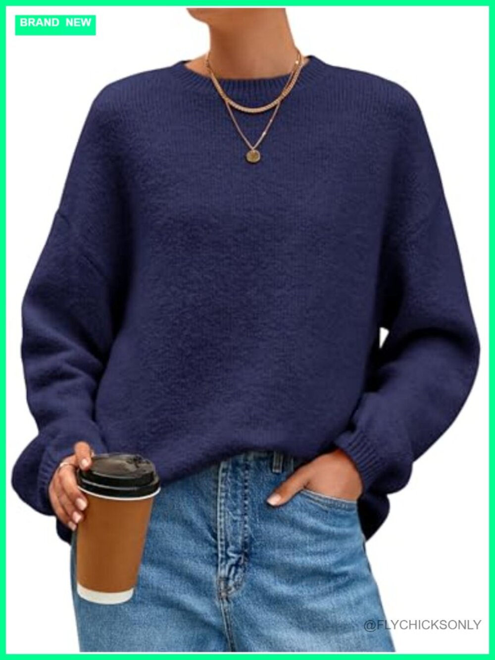 Fuzzy Long Sleeve Chunky Oversized Crewneck Pullover Sweater